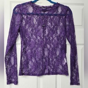 NWT Express Vibrant Purple Lace Blouse